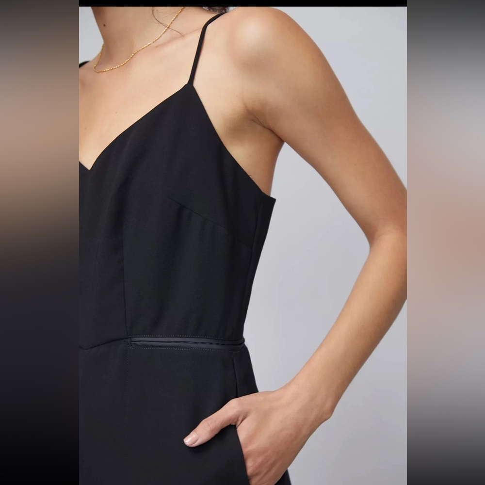 Maeve Anthropologie Magdalena Black Wide Leg Jumpsuit Spaghetti Strap Size 4 - Picture 3 of 8